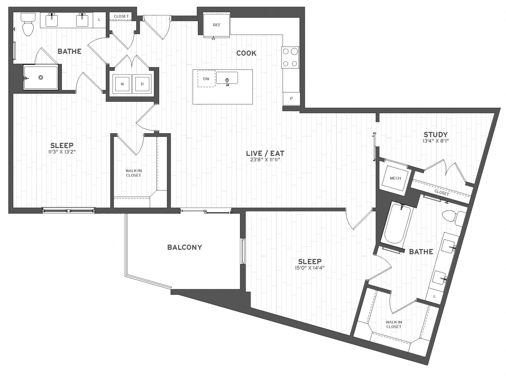 Floor Plan Image of Apartment Apt C-414